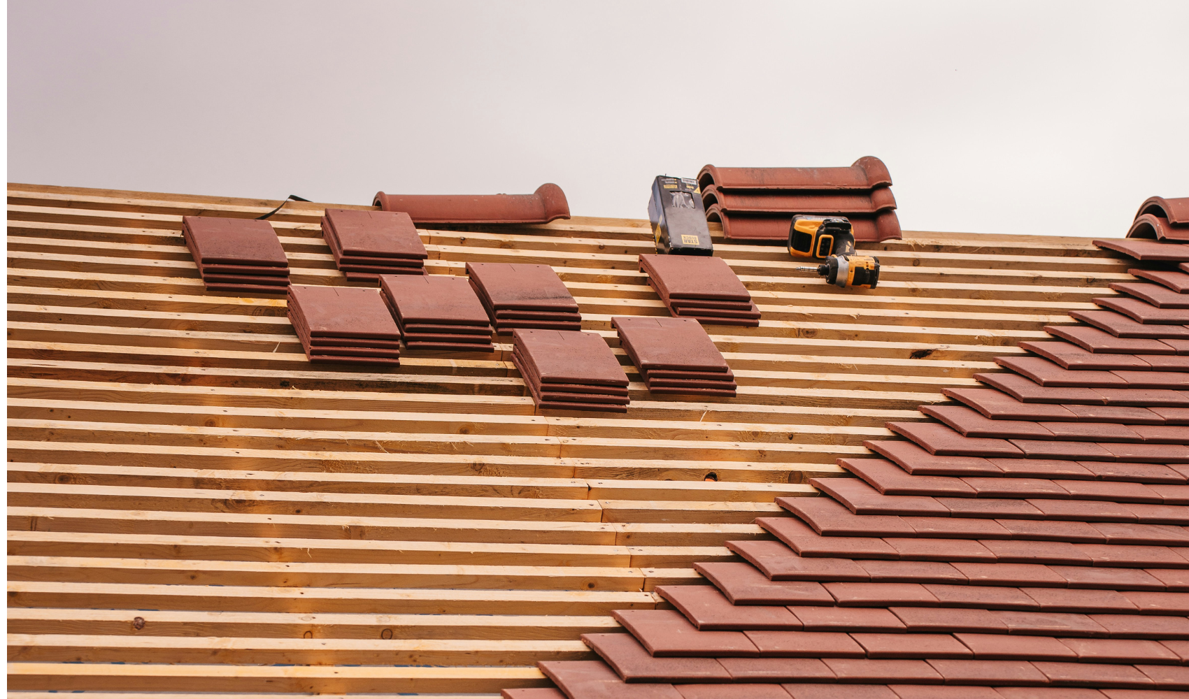 New tiled roof installation