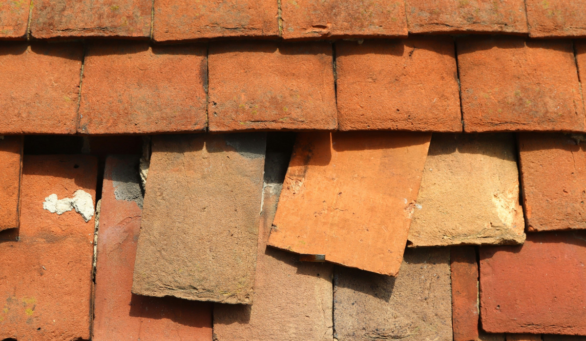Roof repair work in progress